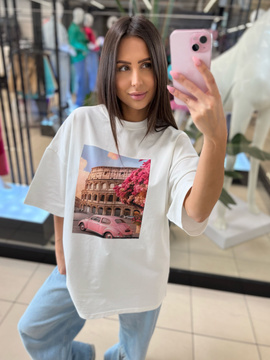 T-shirt damski ROMA - Śmietanka