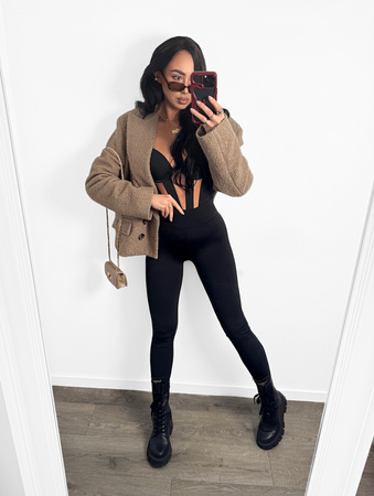 Marynarka średnia guziki baranek La Milla cappuccino