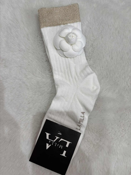 Skarpetki z różą La Milla biało złote