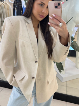 Marynarka z Dodatkiem Lnu - Beż