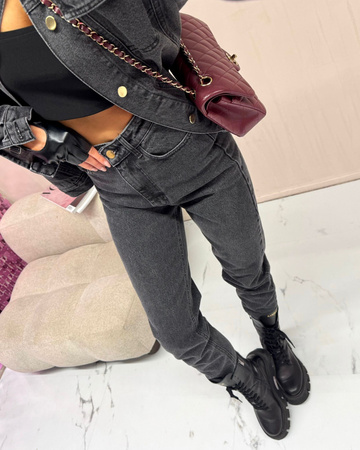 PREMIUM Spodnie jeansowe La Milla szare mom fit