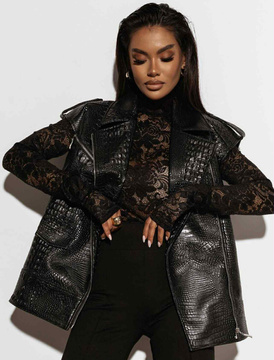 Kamizelka La Milla z eko skóry krokodyl czarna